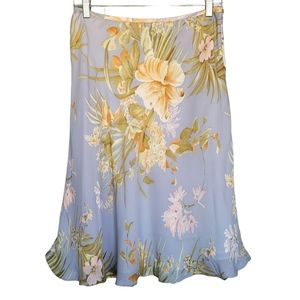 Linda Allard Ellen Tracy 100% Silk Floral-print Skirt. Size 10